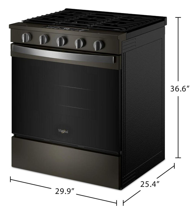 Cuisinière à gaz Whirlpool de 5 pi³ et de 30 po avec cuisson à air - noir sur acier inoxydable - WSGS5030SV