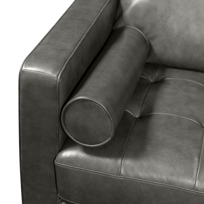 Sofa sectionnel de droite Edge 2 pièces en cuir véritable avec pattes en bois et coussins de dossier amovibles - gris