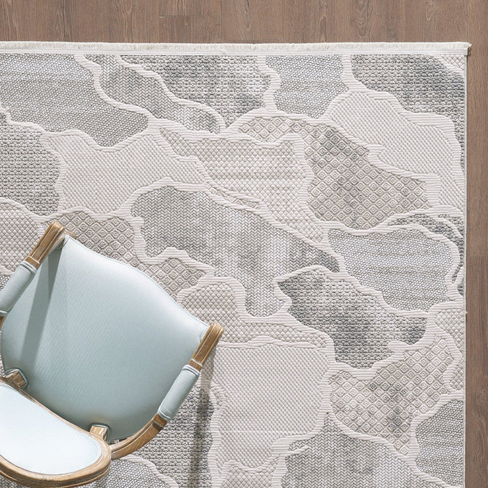 Carpette Cove grise à motif de vagues - 5 pi 3 po x 7 pi 7 po