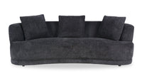  Sofa arrondi Moon de 91 po en tissu avec coussins décoratifs - noir corbeau laineux
