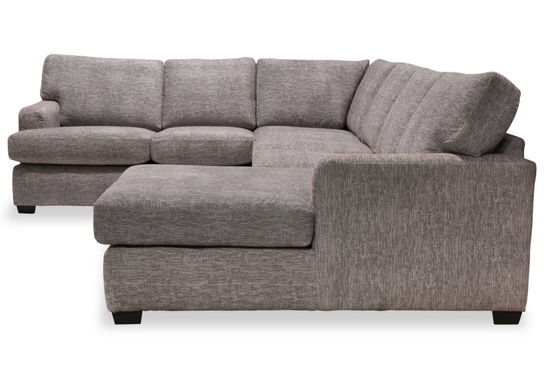 Sofa sectionnel de droite Luxe 3 pièces fabriqué au Canada en tissu avec coussins amovibles - gris colombe Zaftig