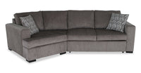 Sofa-lit sectionnel enveloppant de gauche Legend 2 pièces fabriqué au Canada en tissu de chenille - brun étain