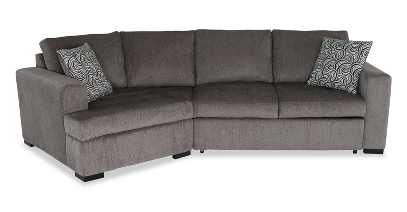 Sofa-lit sectionnel enveloppant de gauche Legend 2 pièces fabriqué au Canada en tissu de chenille - brun étain