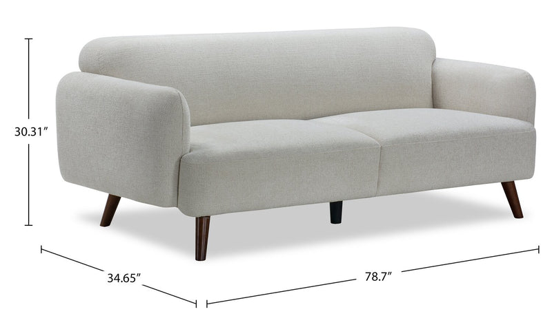 Sofa Sadie de 78,7 po en tissu avec pattes en hévéa - beige 