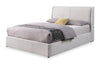 Lit plateforme rembourré Nico en tissu de polyester Taupe avec rangement et levage hydraulique - format grand lit