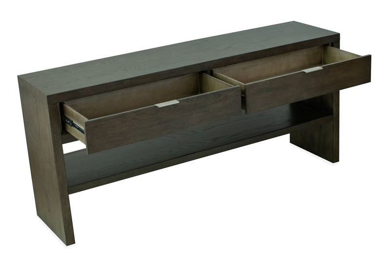 Table de salon moderne Hatfield de 64 po en bois massif - brun champêtre