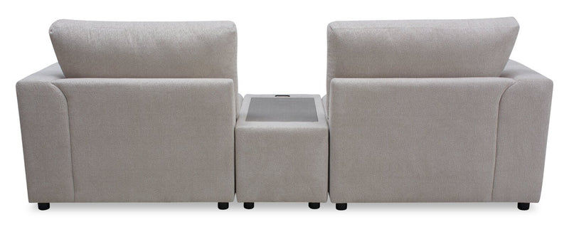 Sofa sectionnel modulaire en forme de U Voyage 3 pièces en tissu avec console et coussins de dossier amovibles - taupe