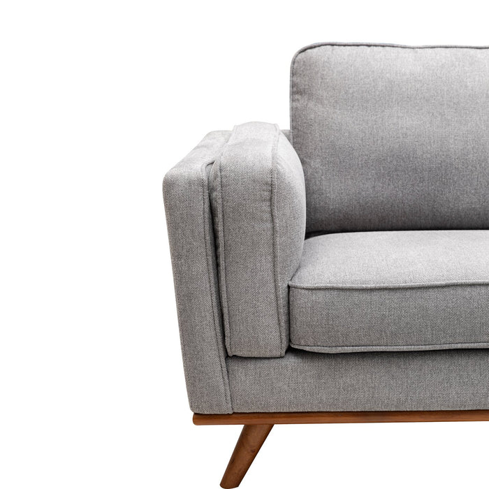 Sofa Kassia de Kort & Co. de 80 po de format condo en tissu d’apparence lin avec base et pattes en bois - gris