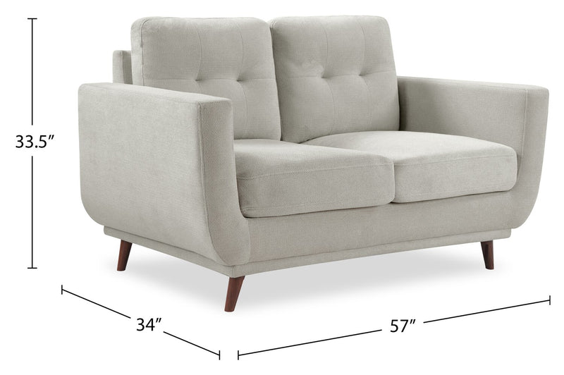 Causeuse Cosmo de 57 po en tissu avec coussins de dossier capitonnés - gris