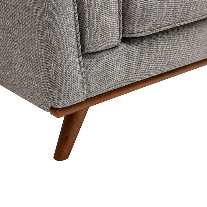 Sofa Kassia de Kort & Co. de 80 po de format condo en tissu d’apparence lin avec base et pattes en bois - gris