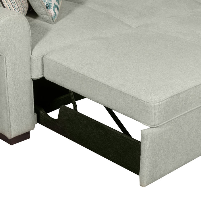 Sofa-lit sectionnel de droite Haven de Scott Living 4 pièces en tissu de chenille avec fauteuil long de rangement - bleu écume de mer