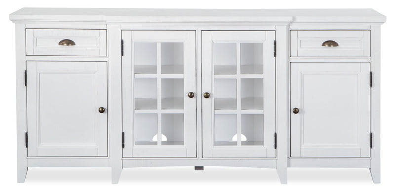 Meuble pour téléviseur traditionnel Wesley de 70 po avec rangement et système de gestion des câbles pour téléviseurs jusqu’à 75 po - blanc calcaire