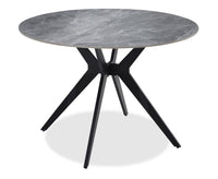 Table de salle à manger Luka avec dessus en pierre frittée et base en métal - 43,5 po (L), ronde - gris
