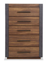 Commode verticale Dante de Scott Living de 36 po (L) x 52,4 po (H) à 5 tiroirs pour la chambre à coucher - brune