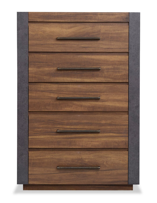 Commode verticale Dante de Scott Living de 36 po (L) x 52,4 po (H) à 5 tiroirs pour la chambre à coucher - brune