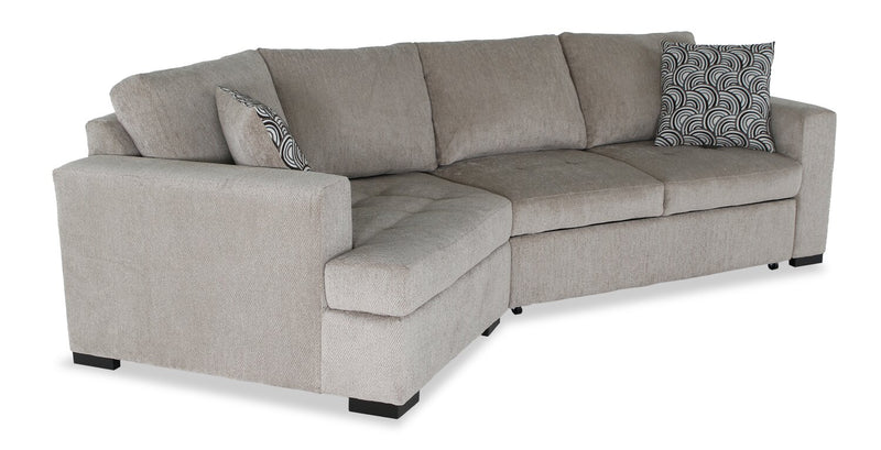 Sofa-lit sectionnel enveloppant de gauche Legend 2 pièces fabriqué au Canada en tissu de chenille - beige platine