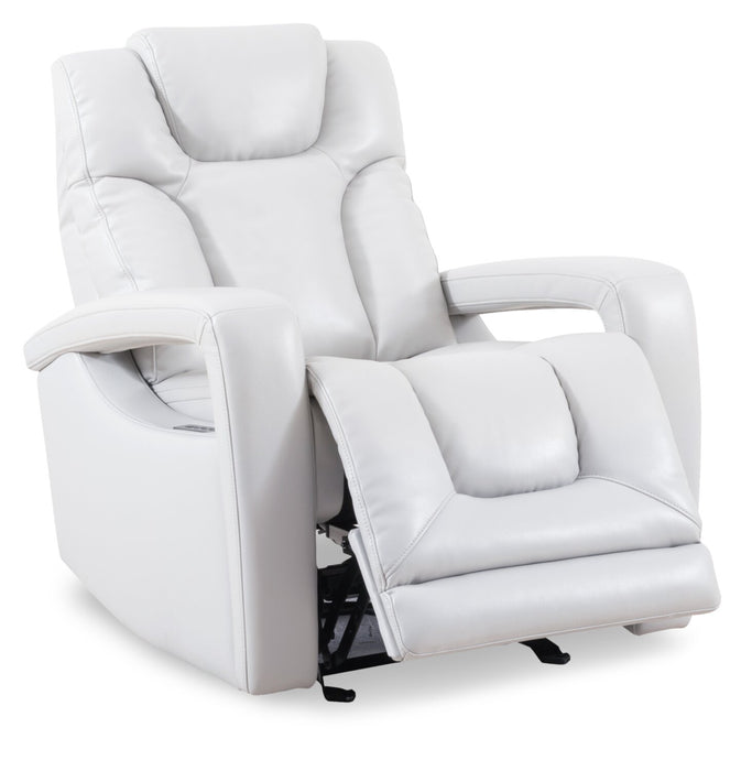 Fauteuil à inclinaison électrique Kenzo de 35 po en tissu d’apparence cuir avec appuie-tête électrique, repose-pieds et port USB - gris brouillard