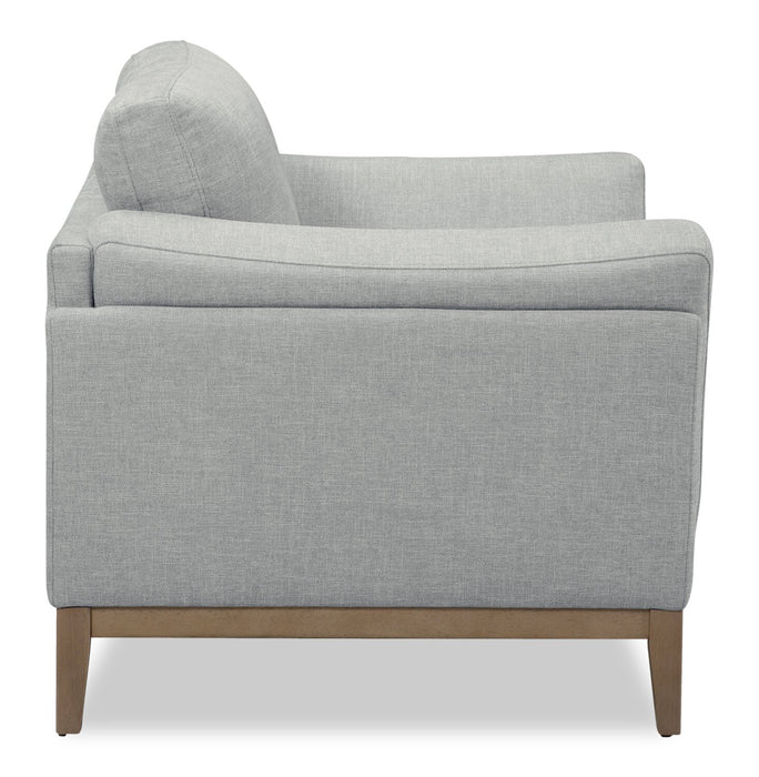 Fauteuil Valley de 44 po en tissu avec base et pattes en hévéa - gris