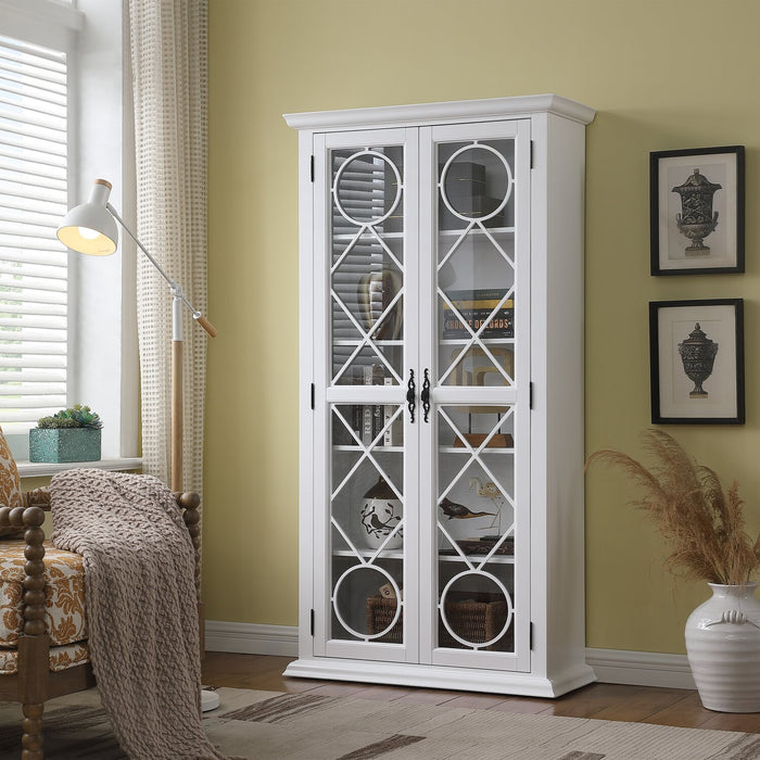 Armoire vitrée Frances de 36 po avec portes en verre - blanche