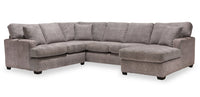  Sofa sectionnel de droite Luxe 3 pièces fabriqué au Canada en tissu avec coussins amovibles - gris colombe Zaftig