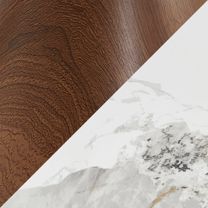 Table à café ronde moderne Alwin de 31,5 po avec dessus en pierre frittée blanche - brune