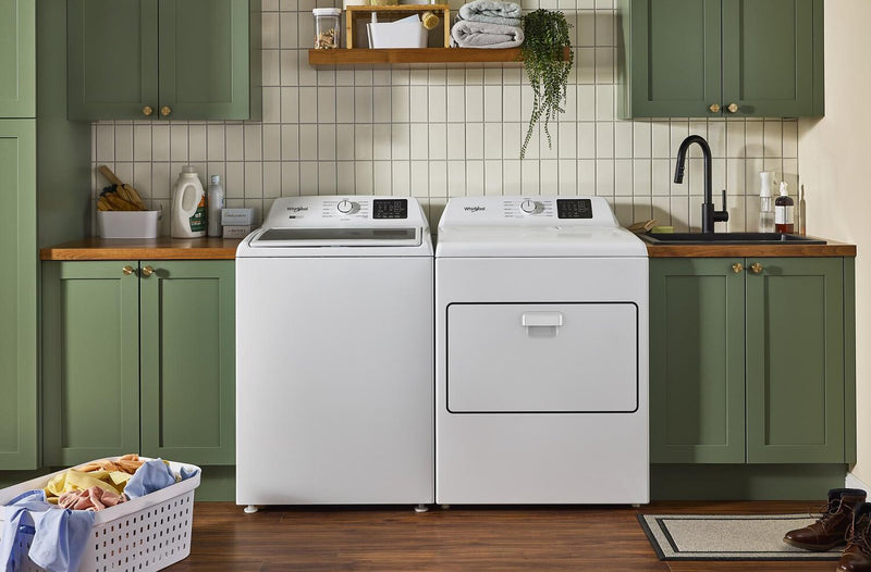Laveuse à chargement par le haut de 4,5 pi3 avec turbine et sécheuse à gaz de 7,0 pi3 de Whirlpool - blanches