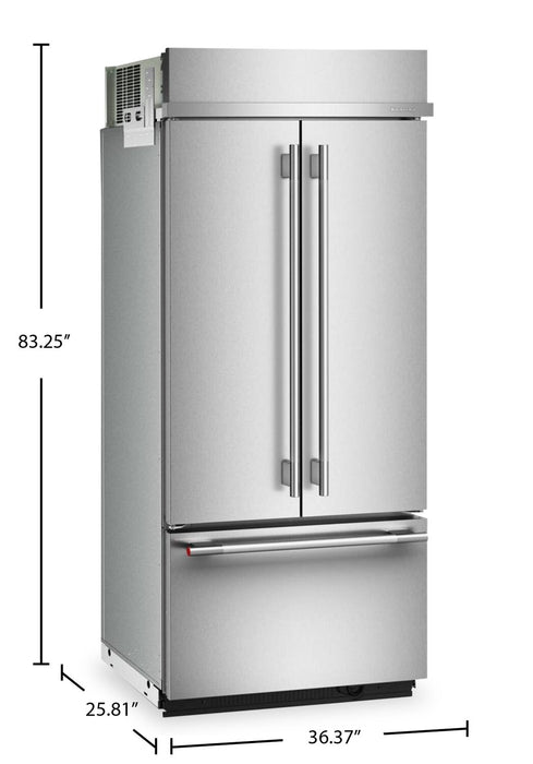 Réfrigérateur KitchenAid de 20,8 pi3 et de 36 po à portes françaises à congélateur inférieur - acier inoxydable - KBFN536SPS