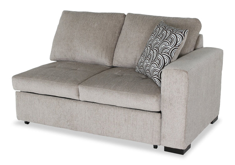 Sofa-lit sectionnel enveloppant de gauche Legend 2 pièces fabriqué au Canada en tissu de chenille - beige platine