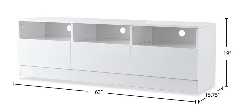 Meuble pour téléviseur Celine avec rangement pour téléviseurs de jusqu’à 70 po - blanc