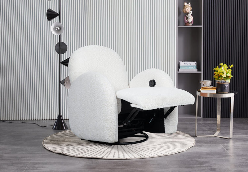 Fauteuil d’appoint coulissant, pivotant et inclinable Shay de 33 po en tissu de chenille - beige pierre de rivière