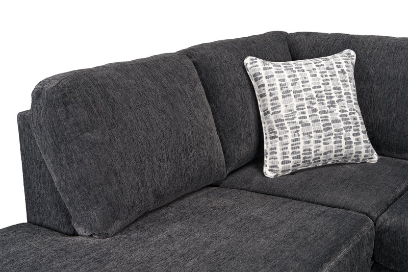 Sofa sectionnel de gauche Morgan 2 pièces fabriqué au Canada en tissu de chenille avec coussins décoratifs - gris