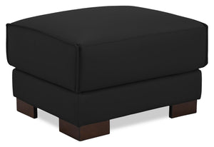 Pouf Citadel de 28 po en cuir véritable de qualité supérieure avec pattes en bois - noir