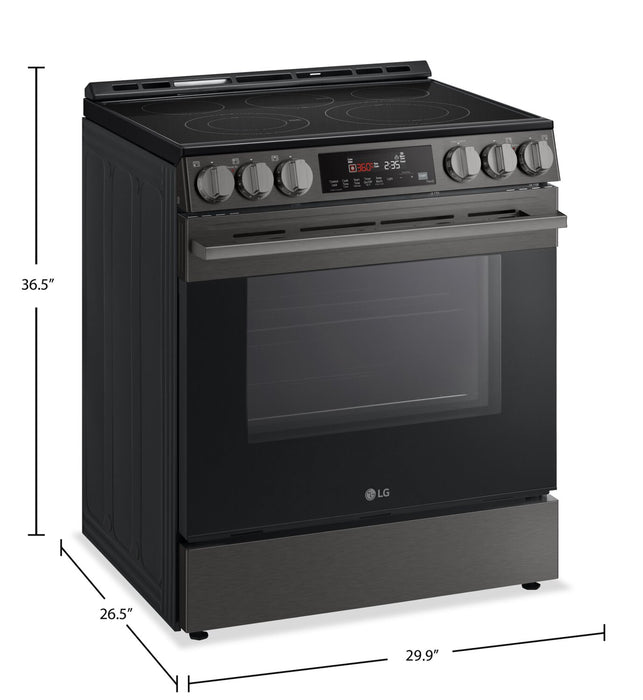 Cuisinière intelligente électrique LG de 6,3 pi3 avec friture à air - acier inoxydable noir - LSEL6333ZE 