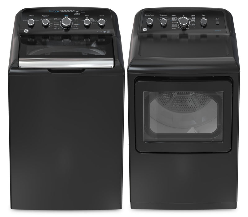 Laveuse à chargement par le haut de 4,9 pi3 et sécheuse électrique de 7,2 pi3 de GE - Gris diamant