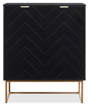 Armoire décorative Lottie de 28,5 po à 2 portes - noir lustré