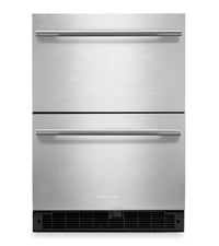  Réfrigérateur à deux tiroirs sous le comptoir KitchenAid de 24 po et 4,4 pi³ – acier inoxydable - prêt pour panneau personnalisable – KURT524SSB