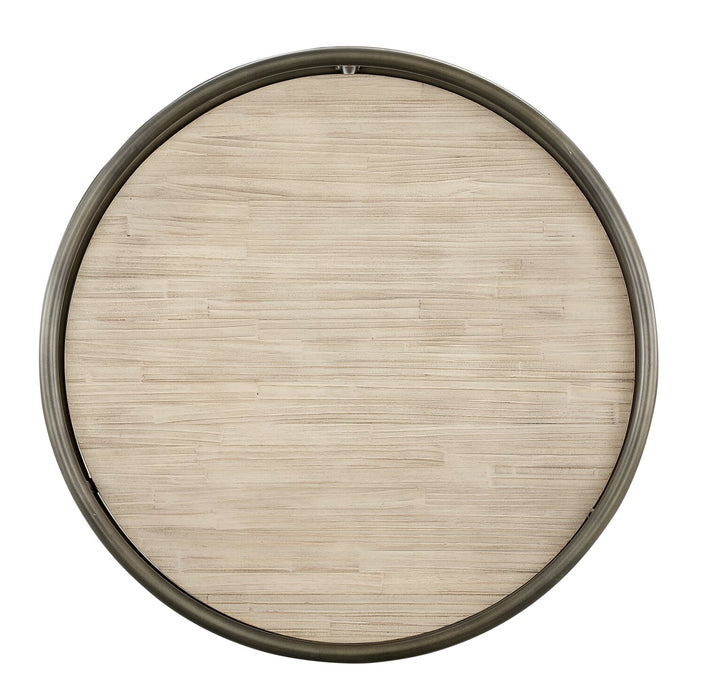 Tables de bout gigognes rondes modernes Saxon de 24 po - naturelles et nickel rétro