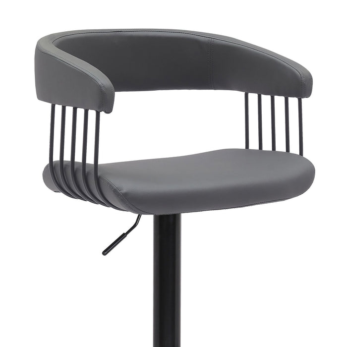 Tabouret bar Java en tissu de cuir végétalien et en métal avec siège pivotant et réglable - gris