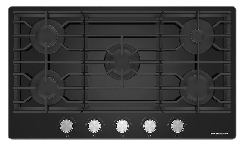 Surface de cuisson à gaz sur vitrocéramique KitchenAid de 36 po – KCGG536PBL