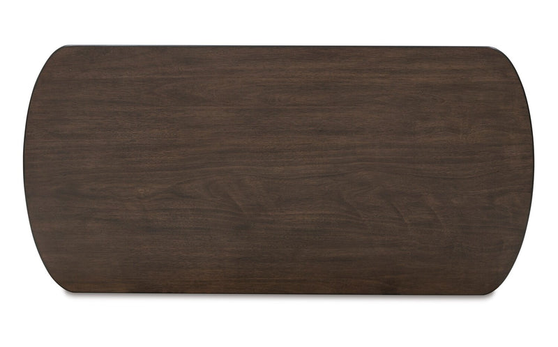 Table à café moderne Vernon de 56 po en bois massif avec dessus relevable, rangement, tablette et roulettes - brun foncé