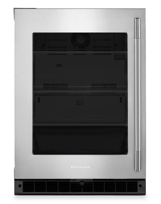 Réfrigérateur sous le comptoir KitchenAid 24\" 5,2 pi³ avec porte en verre – KURL324SSB
