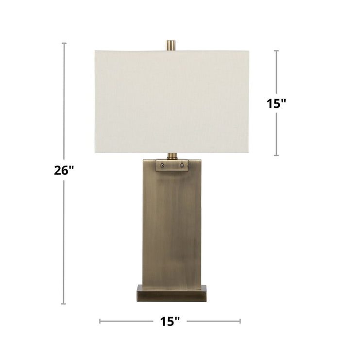 Lampe de table Nolan de 26 po en métal laiton antique 