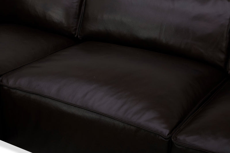 Sofa sectionnel modulaire de gauche Sedona 3 pièces en cuir véritable - chocolat