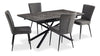 Ensemble de salle à manger Tavo 5 pièces en métal avec table, rallonge de 63 po à 79 po (L) et chaises - gris et noir