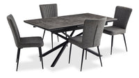  Ensemble de salle à manger Tavo 5 pièces en métal avec table, rallonge de 63 po à 79 po (L) et chaises - gris et noir