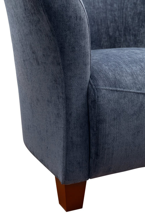 Fauteuil d’appoint Ethan de style gondole de 31 po en tissu d’apparence lin avec pattes en bois - bleu marine  