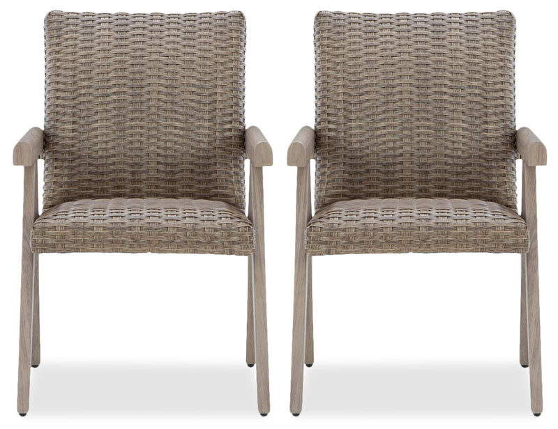 Ensemble de 2 chaises Muskoka pour la terrasse à l’extérieur - osier en résine, résistant aux rayons UV et aux intempéries - beige