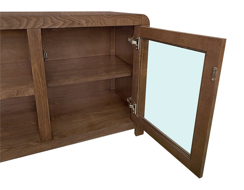 Meuble pour téléviseur moderne Garrison de 72 po avec rangement et système de gestion des câbles pour téléviseurs jusqu’à 80 po - brun foncé 