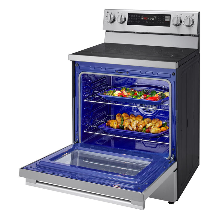 Cuisinière intelligente électrique LG de 6,3 pi³ avec friture à air - acier inoxydable résistant aux traces de doigts - LREN6325XE