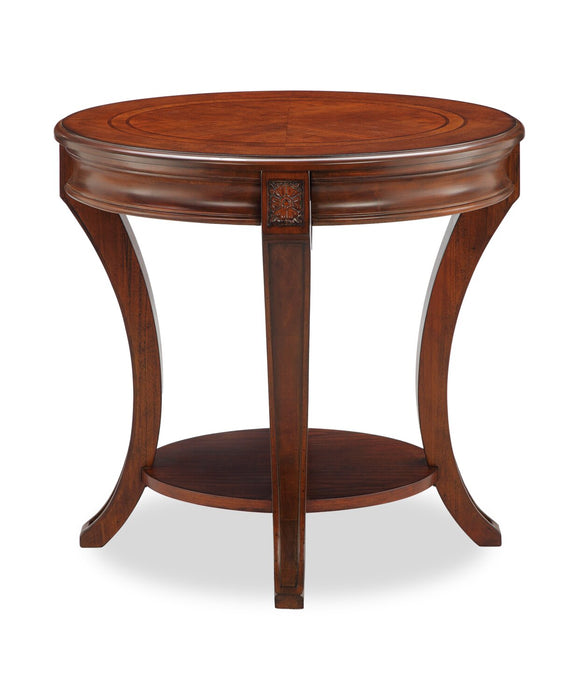 Table de bout ronde traditionnelle Kerwin de 22 po avec tablette - cerisier